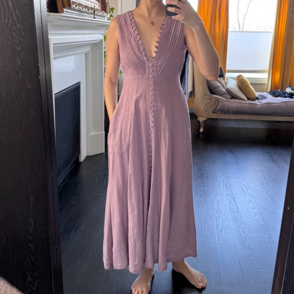 Rebecca Pleated Maxi Linen Dress